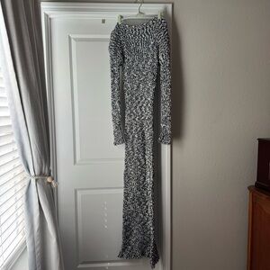 Off the shoulder knit maxi dress